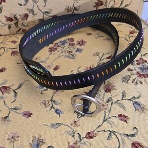 Source Unknown Black  Belt with Decorative Stitching